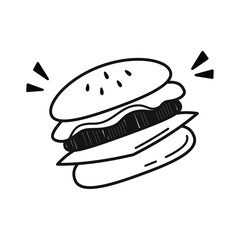 Simple Burger Outline Illustration