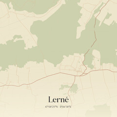 Fototapeta premium Vintage map of Lerné, France.