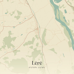 Vintage map of Léré, France.