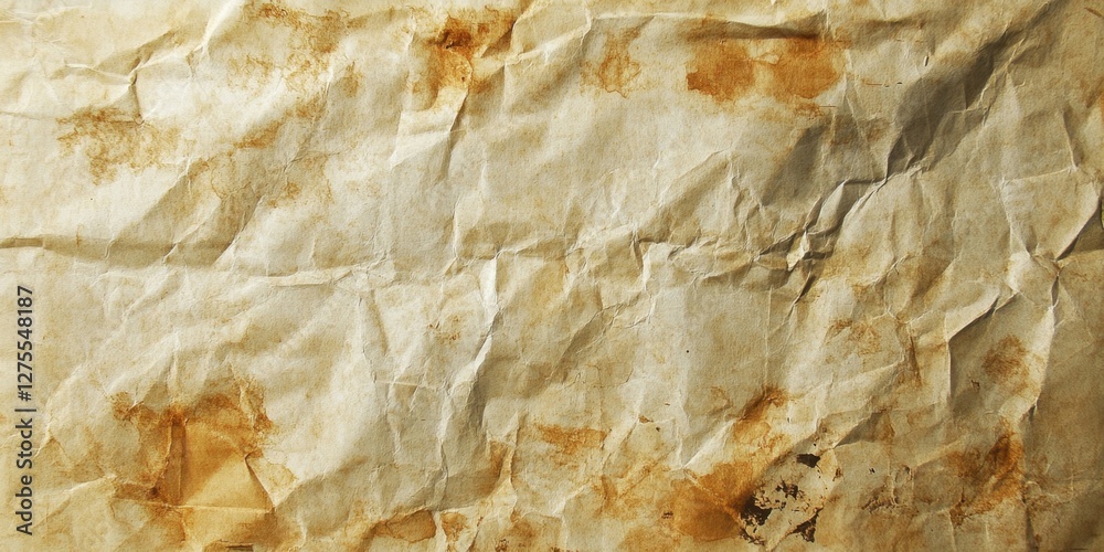 Poster textured aged paper with warm brown stains and subtle creases in a neutral beige backdrop, creating 