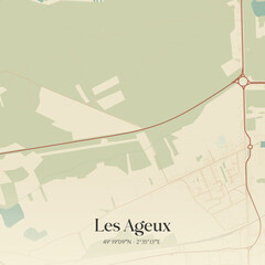 Obraz premium Vintage map of Les Ageux, France.