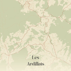 Obraz premium Vintage map of Les Ardillats, France.