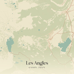 Fototapeta premium Vintage map of Les Angles, France.