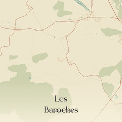 Fototapeta premium Vintage map of Les Baroches, France.