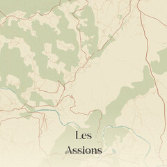 Naklejka premium Vintage map of Les Assions, France.