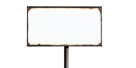 Blank rustic real estate sign on a simple white background, featuring a distressed frame positioning at the center with an empty white surface.