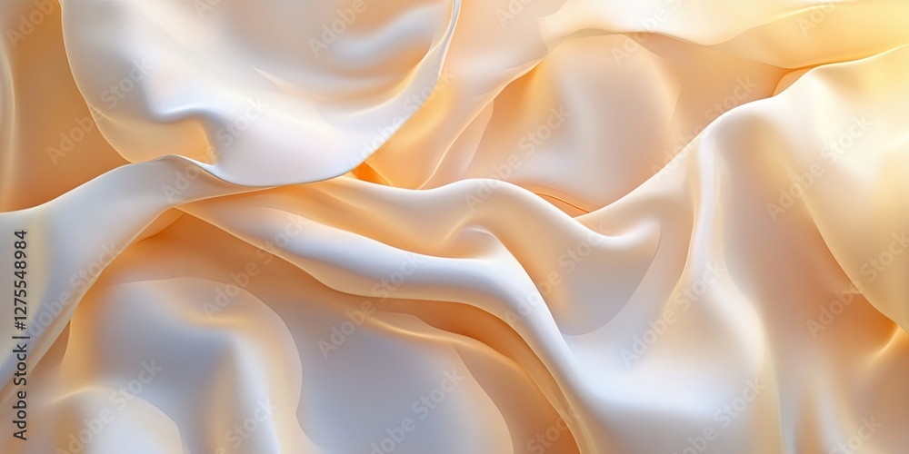 Fototapete soft creamy silk fabric draped elegantly creating smooth flowing waves with gentle light highlightin