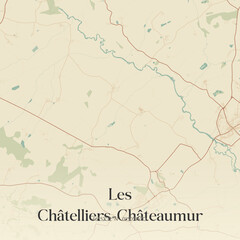 Fototapeta premium Vintage map of Les Châtelliers-Châteaumur, France.