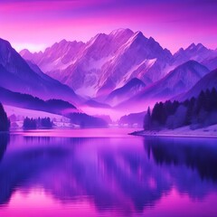 Purple Mountain Sunset The sky is a mix of pink and purple with