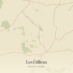 Obraz premium Vintage map of Les Étilleux, France.