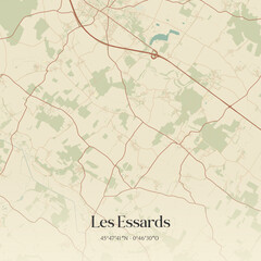 Fototapeta premium Vintage map of Les Essards, France.