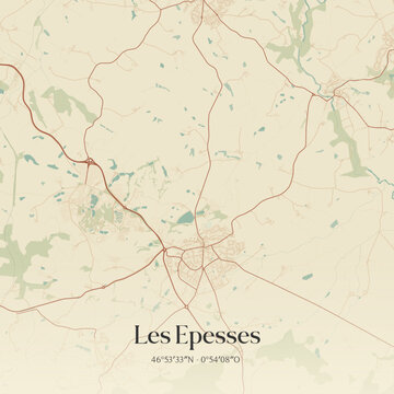 Vintage map of Les Epesses, France.