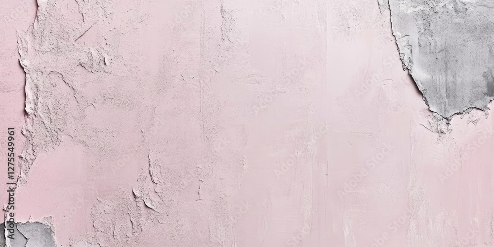 Aufkleber textured wall background featuring soft pink and light gray hues with visible peeling and rough patc