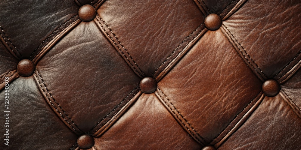 Aufkleber elegant leather background with varying shades of brown, featuring prominent stitching and round but