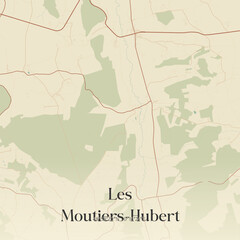 Fototapeta premium Vintage map of Les Moutiers-Hubert, France.