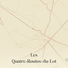 Obraz premium Vintage map of Les Quatre-Routes-du-Lot, France.