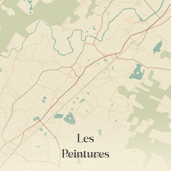 Fototapeta premium Vintage map of Les Peintures, France.