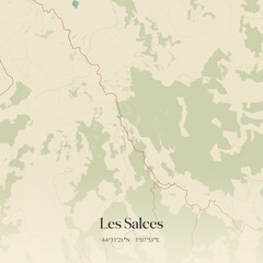 Fototapeta premium Vintage map of Les Salces, France.