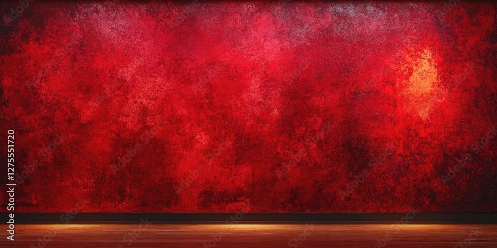 Poster vibrant textured red wall with gradient shades from deep crimson to light red, softly illuminated at