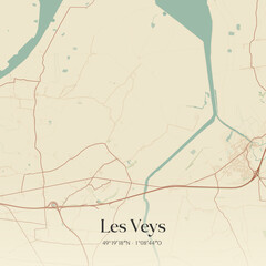 Fototapeta premium Vintage map of Les Veys, France.