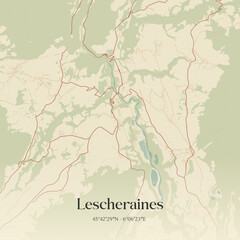 Vintage map of Lescheraines, France.