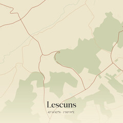 Obraz premium Vintage map of Lescuns, France.