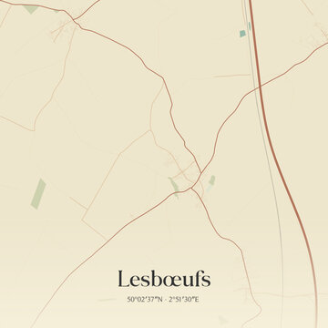 Vintage map of Lesb&oelig;ufs, France.