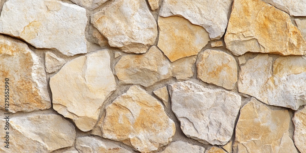 Aufkleber natural beige stone wall texture featuring irregularly shaped stones in varying shades of cream and 