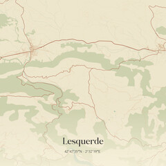 Obraz premium Vintage map of Lesquerde, France.