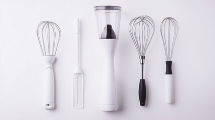 A white and black kitchen utensil set