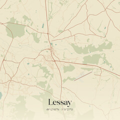 Obraz premium Vintage map of Lessay, France.