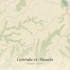 Vintage map of Lestrade-et-Thouels, France.
