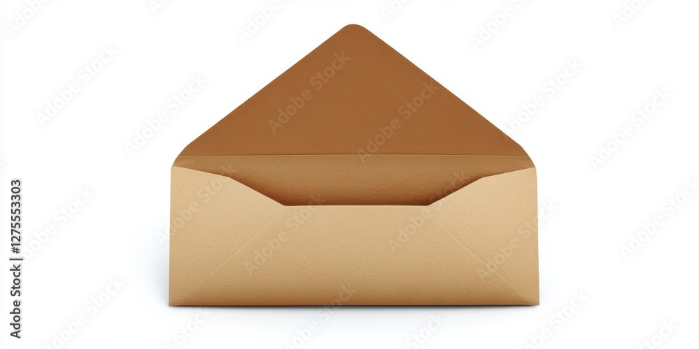 Aufkleber elegant brown envelope opened and isolated on a white background, showcasing a clean and minimalisti