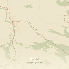 Obraz premium Vintage map of Leuc, France.