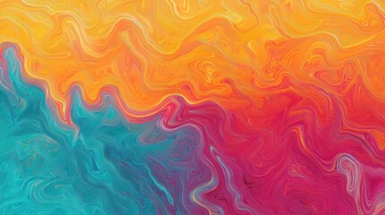 Fototapeta premium Abstract Swirling Color Fusion: Vibrant Hues of Teal, Orange, and Crimson