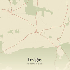 Obraz premium Vintage map of Lévigny, France.