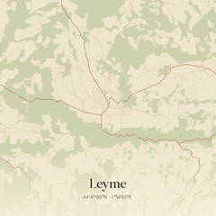 Fototapeta premium Vintage map of Leyme, France.