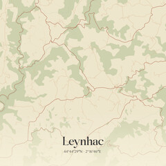 Obraz premium Vintage map of Leynhac, France.