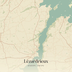 Obraz premium Vintage map of Lézardrieux, France.