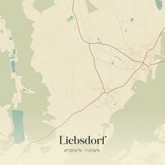 Obraz premium Vintage map of Liebsdorf, France.