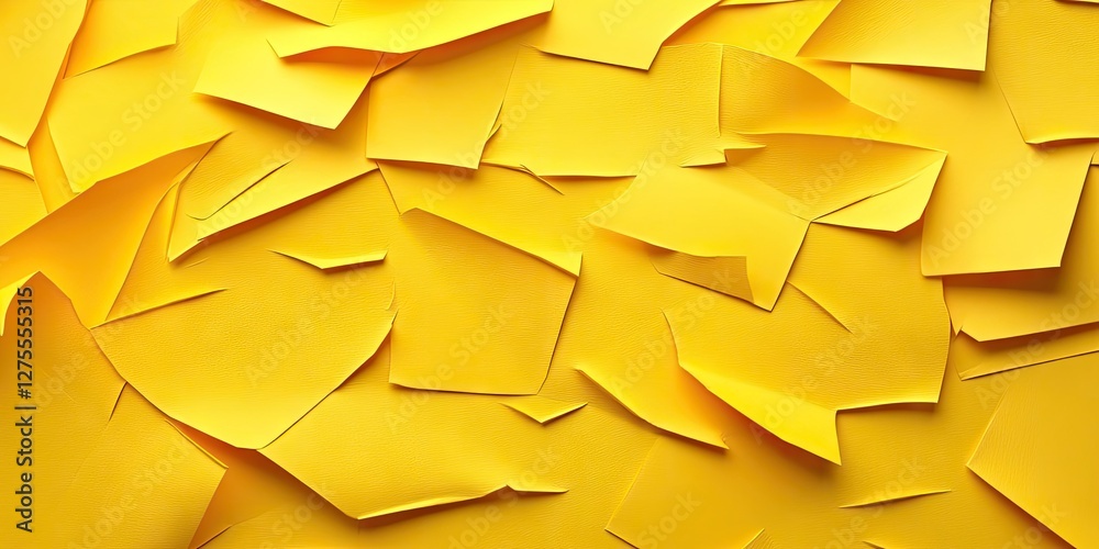 Leinwandbilder vibrant yellow paper background with a textured overlay of irregular shapes and layers, creating a d