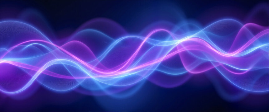Abstract energy waves in deep blue and purple hues, meditation concept