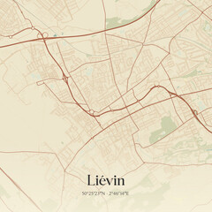 Obraz premium Vintage map of Liévin, France.