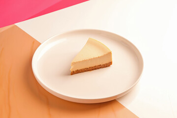 Plain Cheese cake served on a plate.