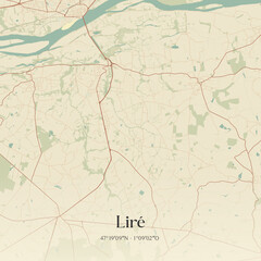Fototapeta premium Vintage map of Liré, France.