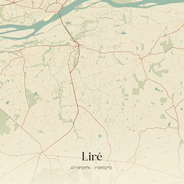 Vintage map of Lir&eacute;, France.
