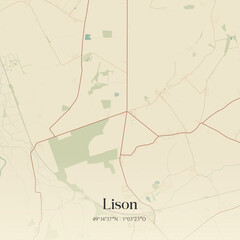 Fototapeta premium Vintage map of Lison, France.