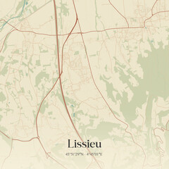 Fototapeta premium Vintage map of Lissieu, France.