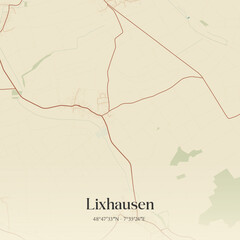 Obraz premium Vintage map of Lixhausen, France.
