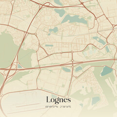 Obraz premium Vintage map of Lognes, France.